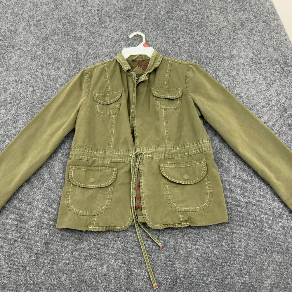 Lucky Brand Jacket Womens M Green Cotton Utility Floral Lining Military Style